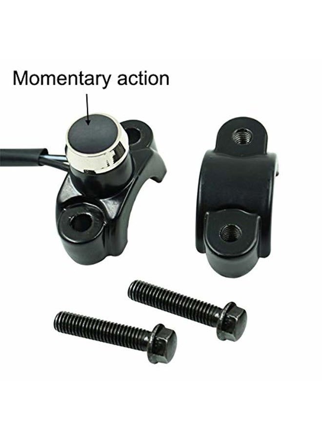 Feiteplus Aluminum 22mm Motorcycle Handlebar Control Horn Start Switch Button Momentary Action with Two Bullet Connectors Black Button - Image 2
