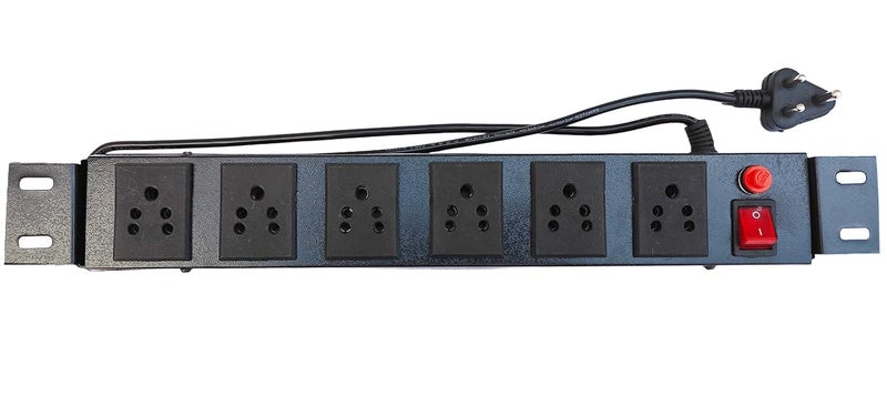 KN GROUP INDIA Flat Extension Cord Portable Extension Cord Surge Protector Multi Plug Commercial and Household Purpose Fuse Protector 6 Socket in 1 Switch Surge Protector Fuse with Power Cord 125 mtr Black Pack of 1  - Image 4