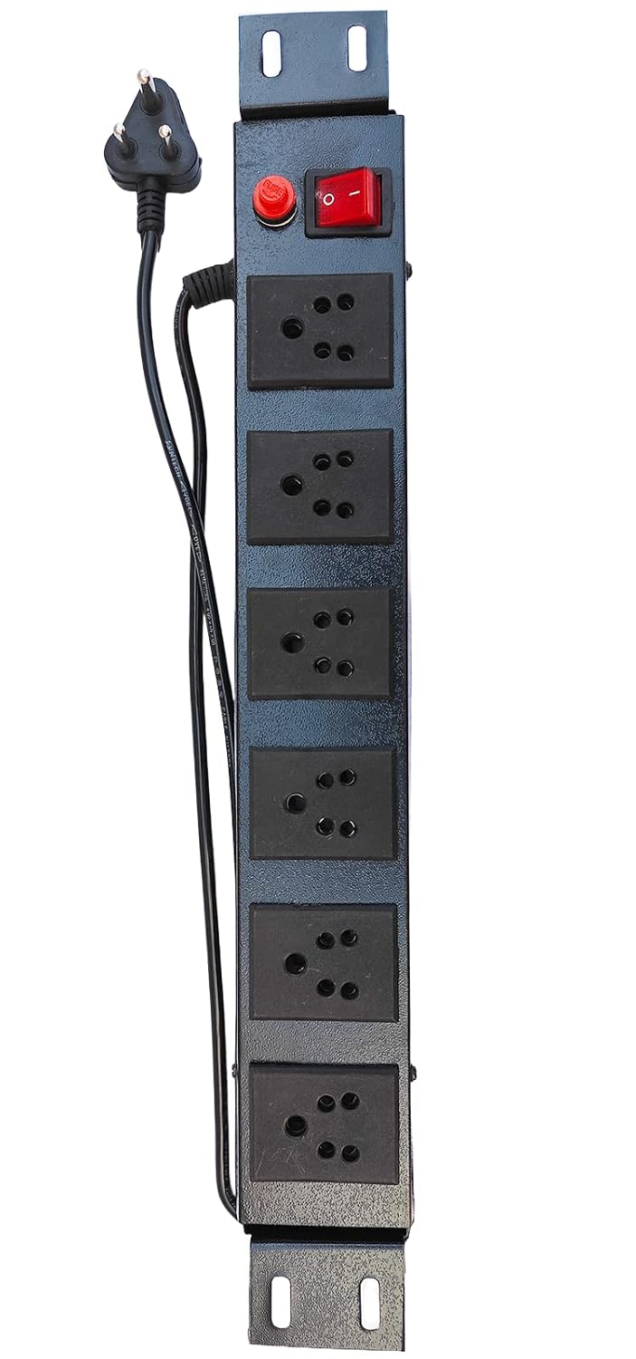 KN GROUP INDIA Flat Extension Cord Portable Extension Cord Surge Protector Multi Plug Commercial and Household Purpose Fuse Protector 6 Socket in 1 Switch Surge Protector Fuse with Power Cord 125 mtr Black Pack of 1  - Image 2