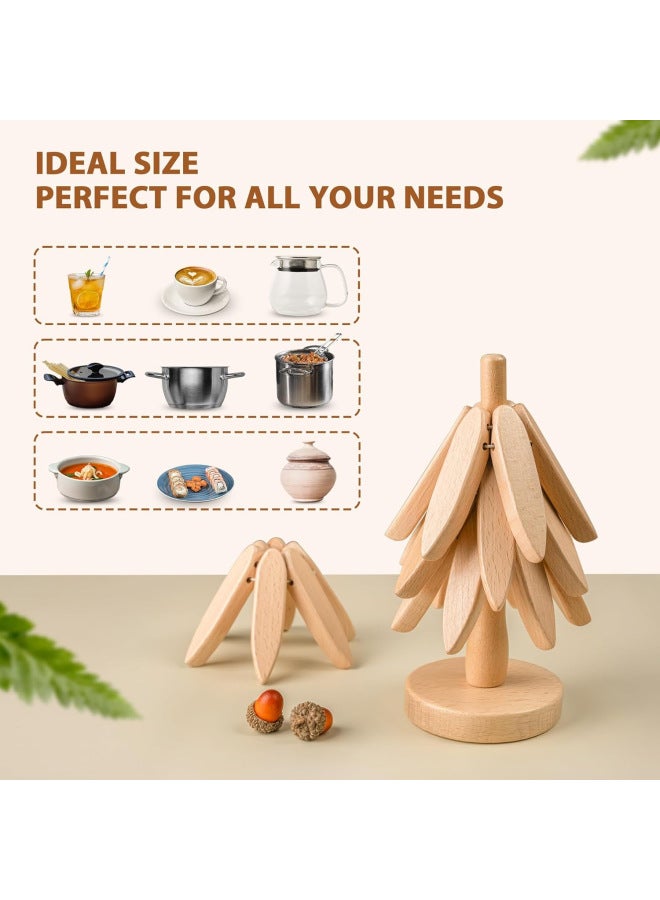 Advanced Sense Tree Coaster Heat Insulation Mat Dining Table Decoration Creative Tree Solid Wood Black Walnut Anti-scalding Pot Bowl Mat-Color:Walnut Color - Set Of 3 Pieces Plus Base (opp Ziplock Bag)  - Image 4