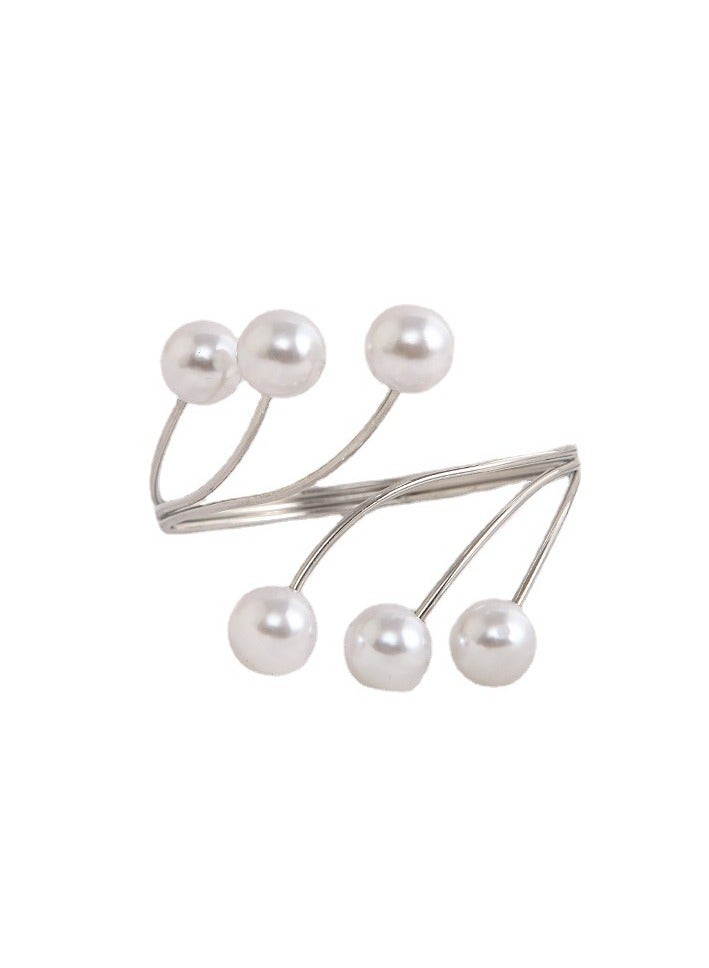 Arabest Metal Curtain Tiebacks 2 Pack, Adjustable Curtain Buckles, Simple and Luxurious, with Pearl Curtain Tie Backs, for Home Office Curtain Decoration - Image 1