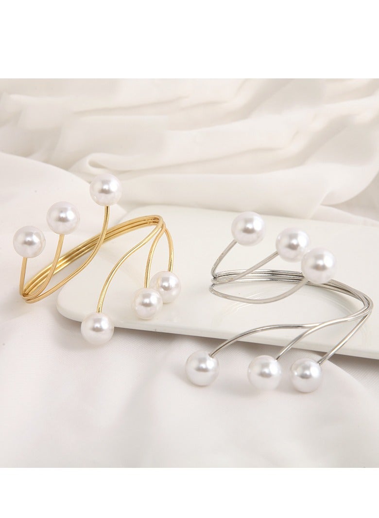 Arabest Metal Curtain Tiebacks 2 Pack, Adjustable Curtain Buckles, Simple and Luxurious, with Pearl Curtain Tie Backs, for Home Office Curtain Decoration - Image 4