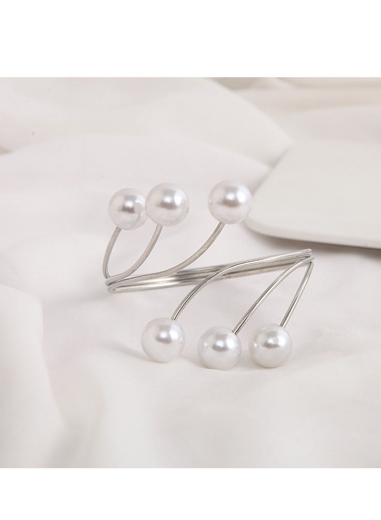 Arabest Metal Curtain Tiebacks 2 Pack, Adjustable Curtain Buckles, Simple and Luxurious, with Pearl Curtain Tie Backs, for Home Office Curtain Decoration - Image 3