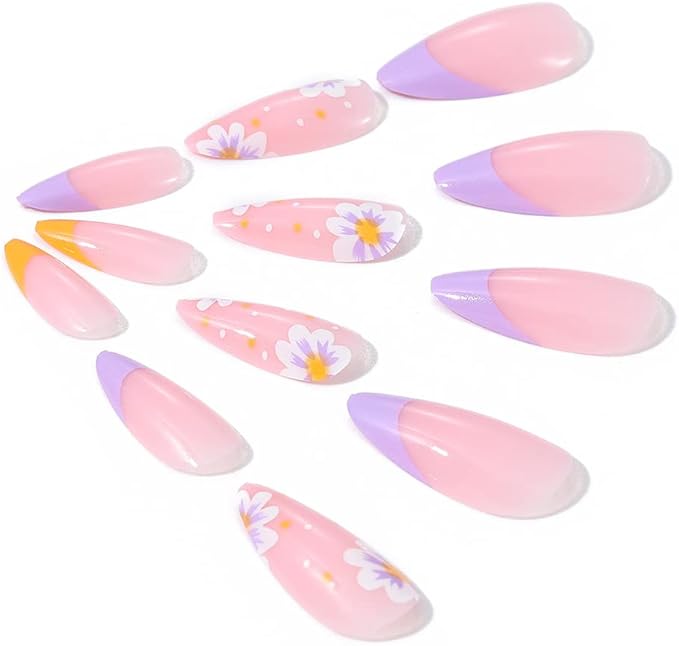 Brishow French Pearl Press on Nails Almond Pink Ballerina Acrylic Fake Nails for Bride Wedding 24pcs for Women and Girls - Image 4