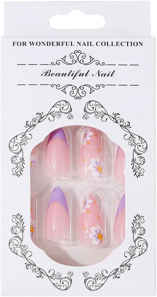 Brishow French Pearl Press on Nails Almond Pink Ballerina Acrylic Fake Nails for Bride Wedding 24pcs for Women and Girls - Image 3
