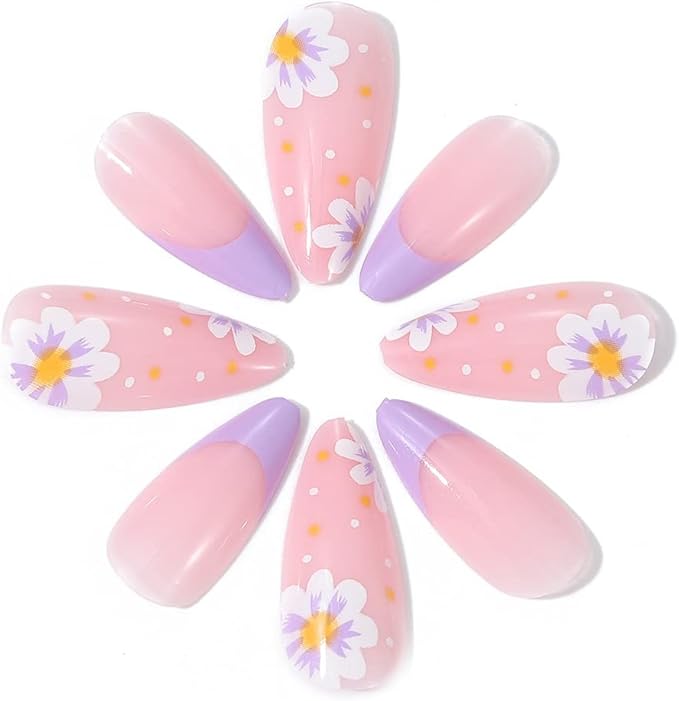 Brishow French Pearl Press on Nails Almond Pink Ballerina Acrylic Fake Nails for Bride Wedding 24pcs for Women and Girls - Image 5