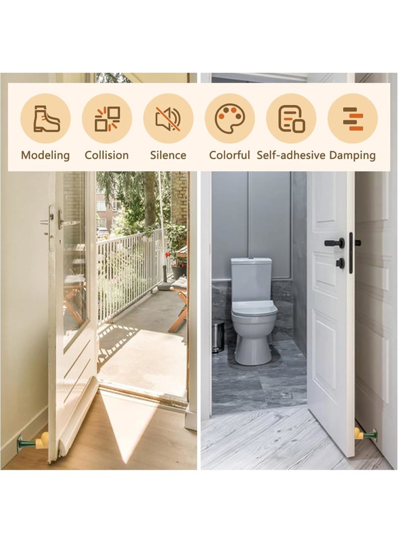 SYOSI مكابح الأبواب، واقيات جدران سيليكون مع لاصق ذاتي بدون حفر، حوامل أبواب زخرفية لمنع التلف والحفاظ على الأبواب مفتوحة، سهلة التركيب للمنزل والمكتب وغرفة النوم، 4 عبوات - Image 4