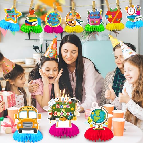 DTOFOOT 10Pcs Back to School Decorations,Welcome Back to School Honeycomb Centerpieces for Table Ready to School Table Decorations First Day of School Table Decor for School Classroom Party Favors - Image 5