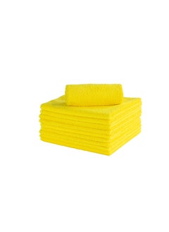 Restaurantware Restaurantware-Clean Tek Professional 16 x 16 Inch Cleaning Cloths, 100 Lint Free Microfiber Towels - Highly Absorbent, Non Abrasive, Yellow Microfiber Cleaning Rags, Reusable, For All Purpose Use  - Image 1