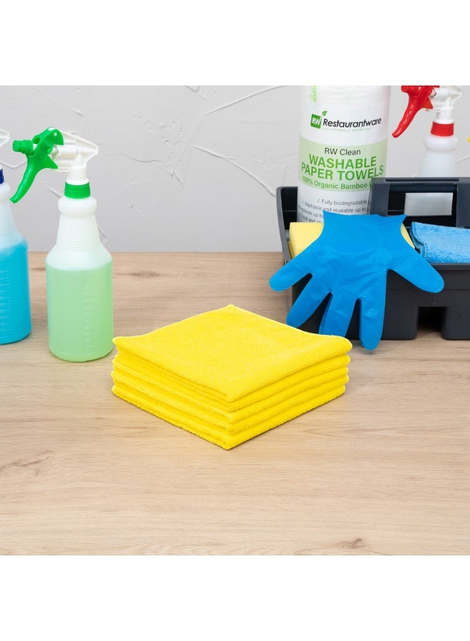 Restaurantware Clean Tek Professional 16 x 16 Inch Cleaning Cloths, 100 Lint Free Microfiber Towels - Highly Absorbent, Non Abrasive, Yellow Microfiber Cleaning Rags, Reusable, For All Purpose Use  - Image 3