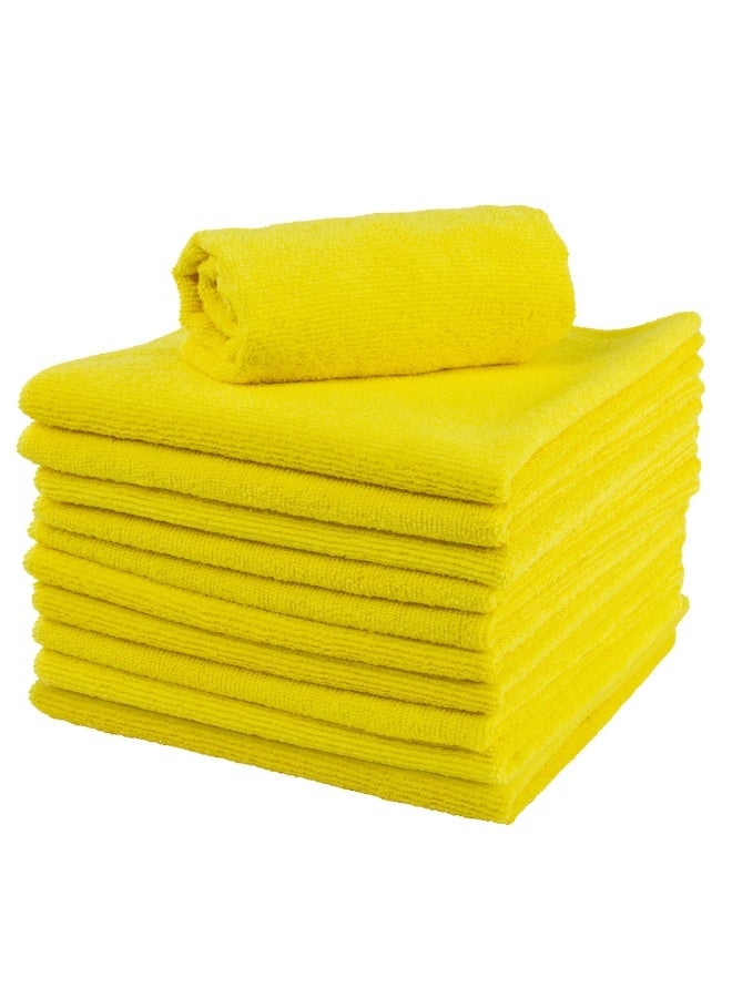 Restaurantware Clean Tek Professional 16 x 16 Inch Cleaning Cloths, 100 Lint Free Microfiber Towels - Highly Absorbent, Non Abrasive, Yellow Microfiber Cleaning Rags, Reusable, For All Purpose Use  - Image 1