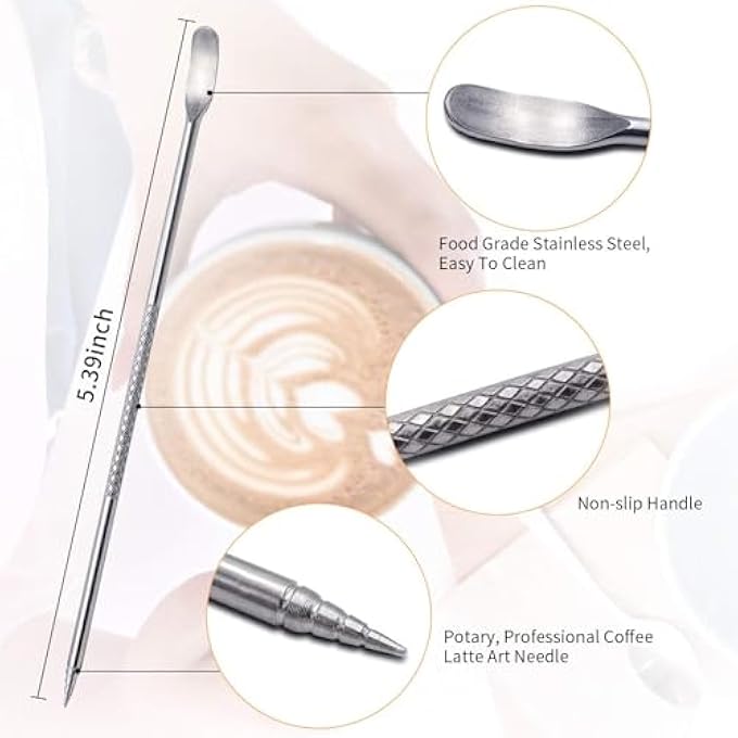 quxup Milk Frothing Pitcher 12Oz350Ml Stainless Steel Espresso Steaming Pitcher Coffee Milk Frother Cup With Decorating Art Pen For Espresso Machine Milk Frother Silver - Image 5