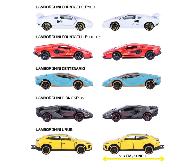 Majorette Lamborghini Die-Cast Toy Car Gift Set Pack of 5 – Official Licensed Mini Vehicles for Kids & Collectors - Image 3
