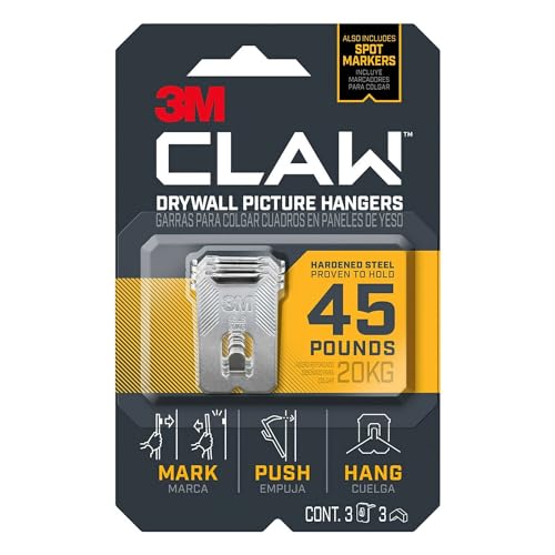 3M CLAW Strong Durable Drywall Picture Hanger (1 Pack, 3 Count) - Image 1