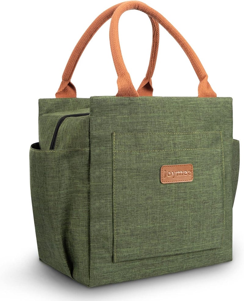 Joymee Lunch Bag Women Insulated Lunch Box Reusable Leakproof Large Spacious Cooler Tote for Womens Mens Adults with Bottle Holder and Side Pockets for Work Office Travel Picnic - Green - Image 1
