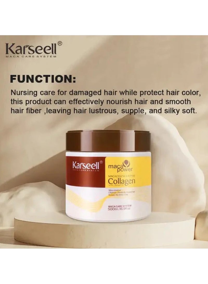 كارسيل مجموعة العناية بالشعر من كارسيل للشعر التالف والجاف: قناع الكولاجين 500 مل ومصل زيت الأرجان 50 مل - Image 2