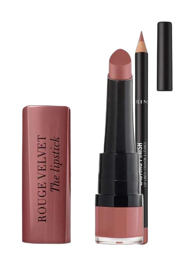 BOURJOIS PARIS Rouge Velvet The Lipstick 2.4 g 13 Nohalicious & Lasting Finish Lip Liner 90's Nude NudeBundle - Image 1