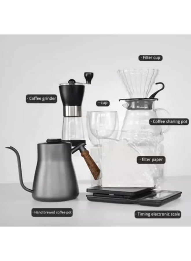 TIGER V60 Coffee Maker Gift Set – Complete Pour Over Coffee Kit with Scale & Timer, Gooseneck Kettle, Glass Server & Paper Filters | Manual Barista Brewing Accessories for Home, Office & Coffee Enthusiasts - Image 5