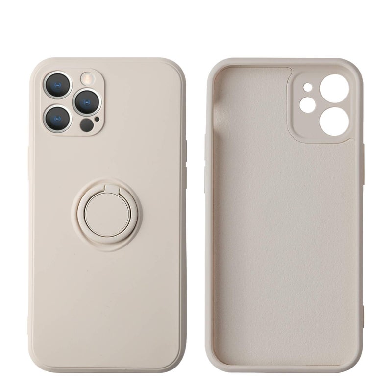 غطاء واقي، مقاوم للصدمات لـ iPhone 12، Antique White، سيليكون، حامل، حماية من السقوط بوظيفة حامل من السيليكون باللون الأبيض للمكتب للاستخدام الخارجي سهل الحمل - Image 1