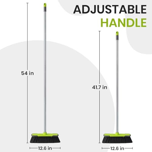 TrueYee Green Indoor Broom 54" Long Handle House Broom for Floor Cleaning Sweeping Broom for Kitchen, Garage, Lobby, Patio and Garden - Image 2