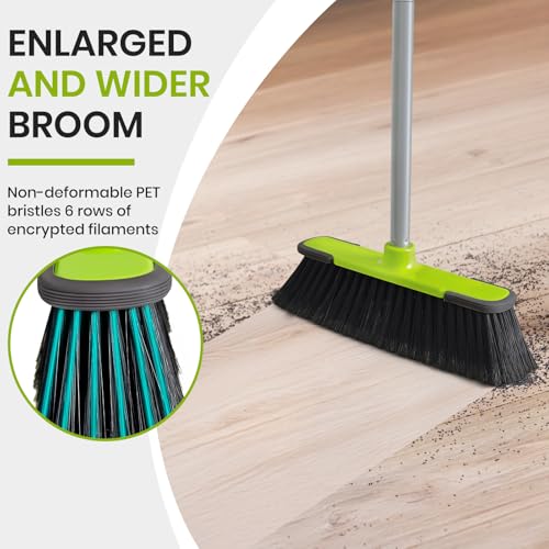 TrueYee Green Indoor Broom 54" Long Handle House Broom for Floor Cleaning Sweeping Broom for Kitchen, Garage, Lobby, Patio and Garden - Image 4