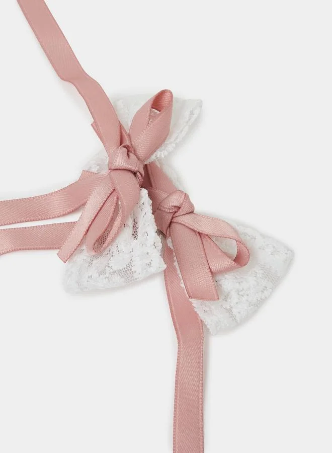 ستايلي Pack Of 2 - Girls Pink Lace Bow Hair Clips