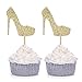 Giuffi Pack of 24 Gold Glitter High Heel Cupcake Toppers for Wedding Engagement Bridal Shower Party Stiletto Pump Decorations - Image 3