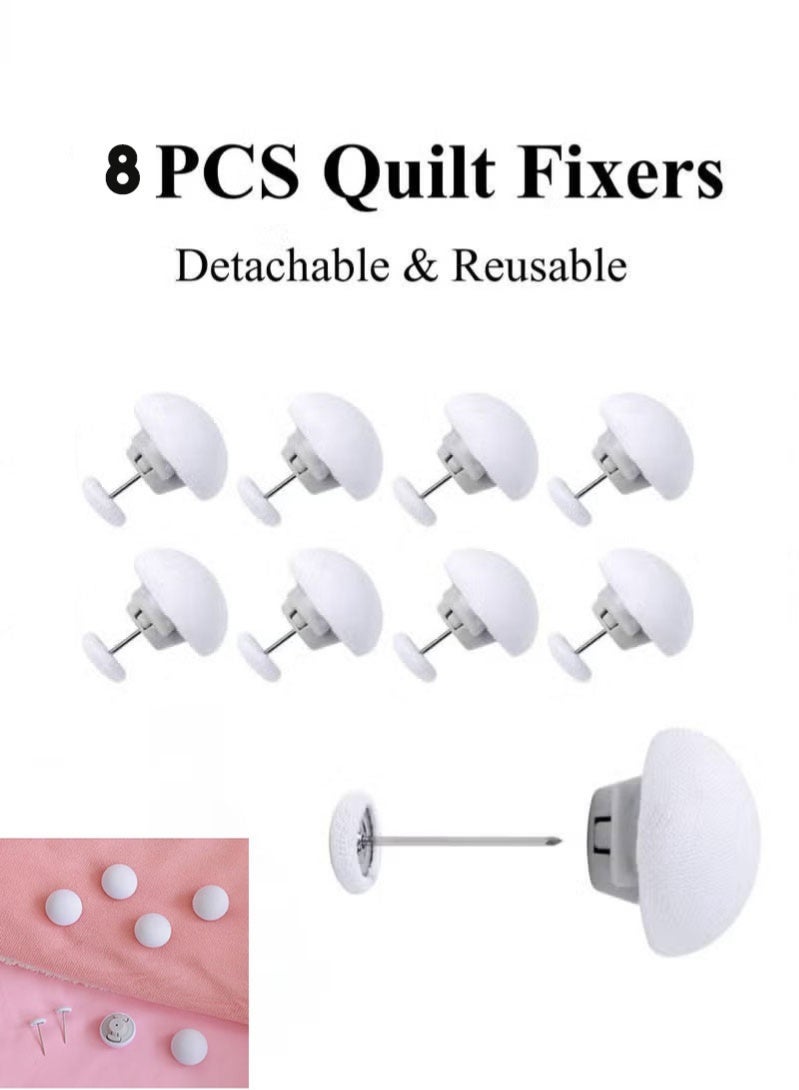 JIMATOR 8pcs Quilt Fixers Anti-Run Buckles with Invisible Non-Slip Safety Clips Reusable Detachable Bed Sheet Holders for Mattress Bedding Home Use - Image 1