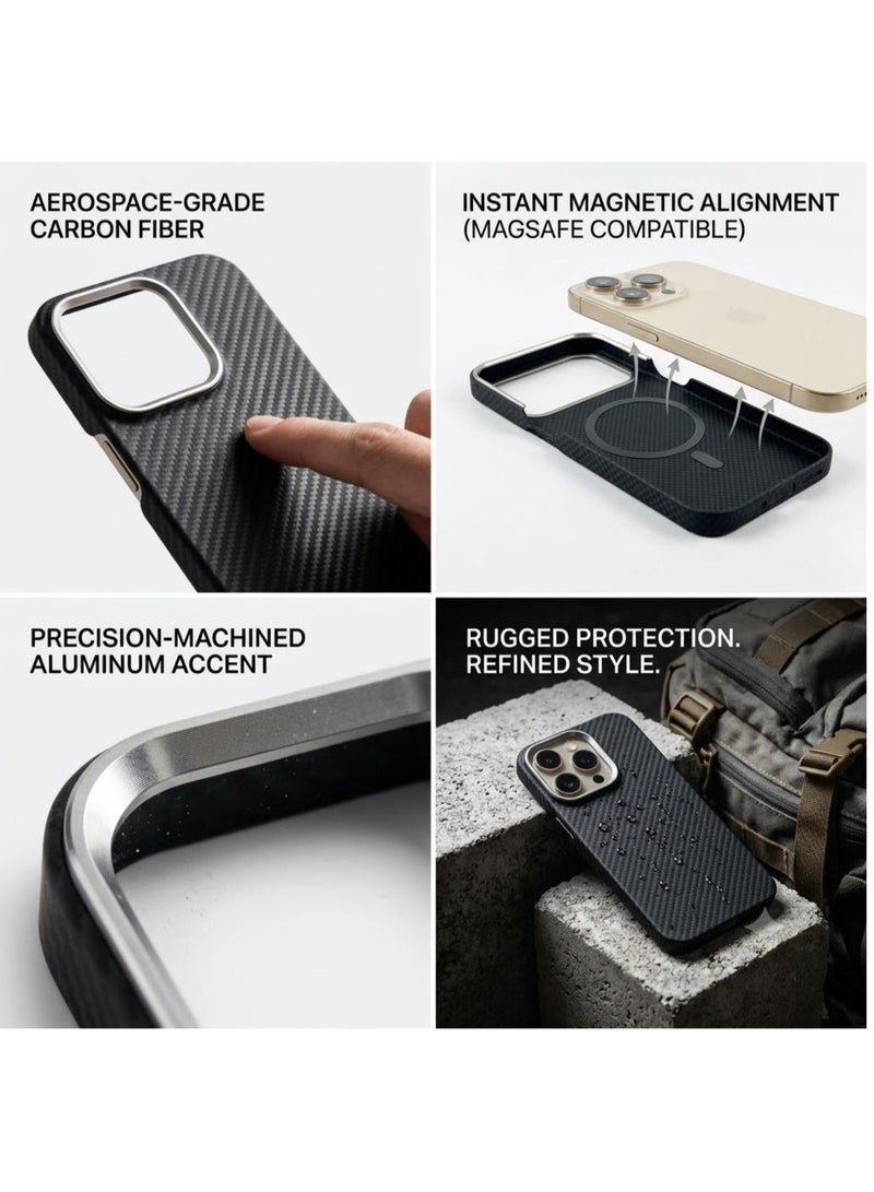 iPhone 16Promax Kevlar Design Magsafe Carbon Fiber Ultra-Slim Case for x Heavy Duty Military-Grade Aramid Fiber Protection Shell Cover - Image 4