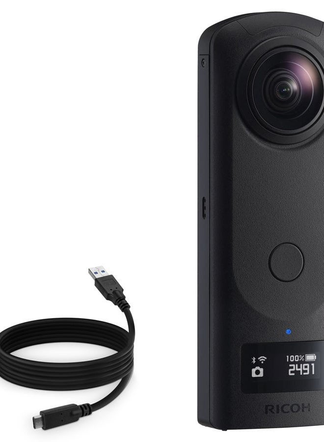 BoxWave Ricoh Theta Z1 Cable, [DirectSync - USB 3.0 A to USB 3.1 Type C] USB C Charge and Sync Cable for Ricoh Theta Z1-6ft - Black - Image 1