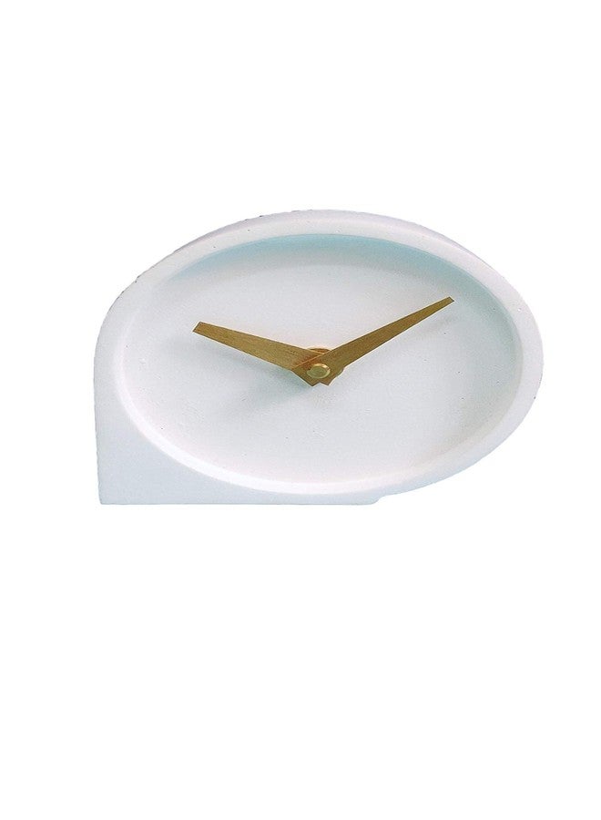 VARA® Orion Cement Concrete Desk & Shelf Clock with Brass Hands (White, 10 x 6 x 10 cms) - Image 1