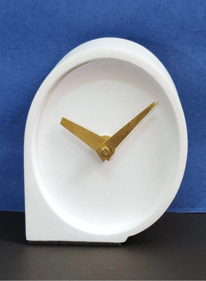 VARA® Orion Cement Concrete Desk & Shelf Clock with Brass Hands (White, 10 x 6 x 10 cms) - Image 3