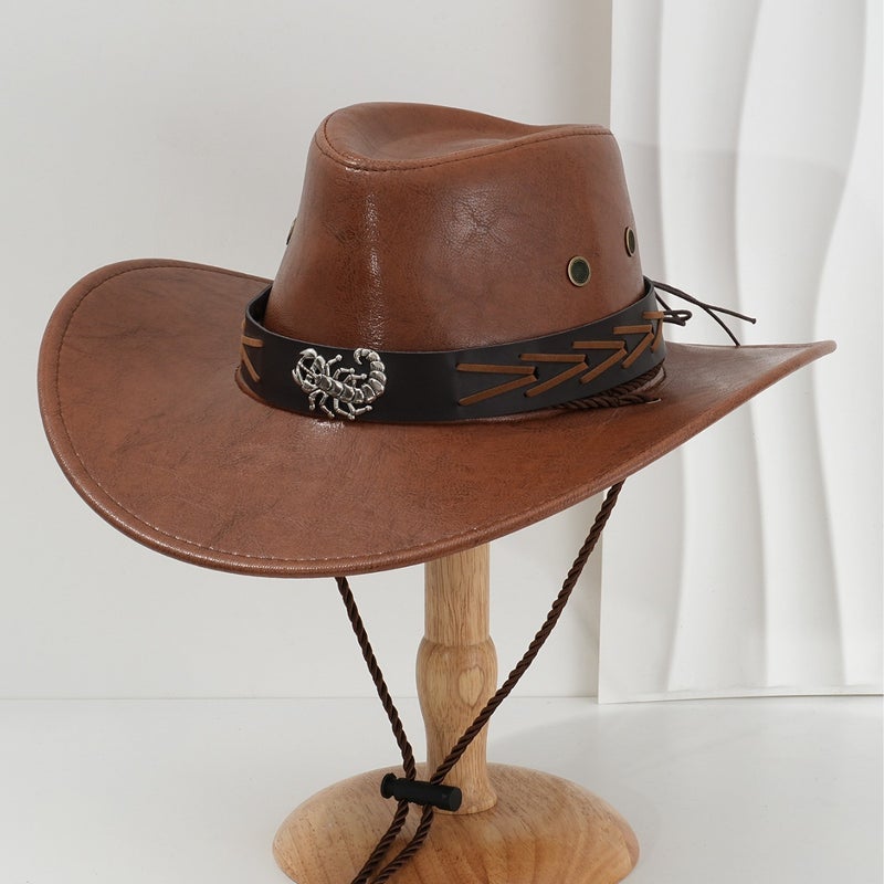 Unisex French Pu Leather Denim Hat Unique Metal Scorpion Woven Rope Belt Accessories For Competitive Activities - Image 5