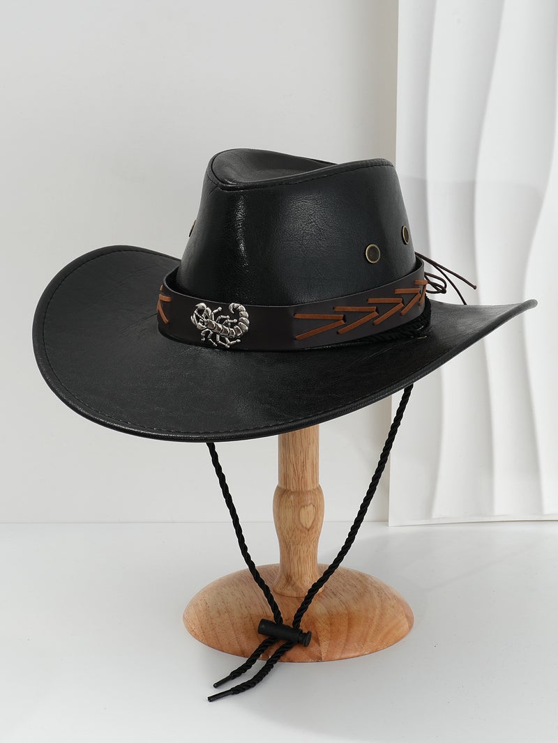 Unisex French Pu Leather Denim Hat Unique Metal Scorpion Woven Rope Belt Accessories For Competitive Activities - Image 1