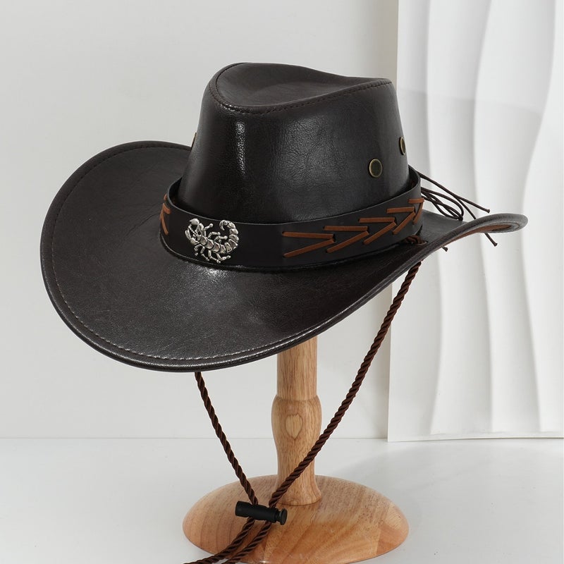 Unisex French Pu Leather Denim Hat Unique Metal Scorpion Woven Rope Belt Accessories For Competitive Activities - Image 3