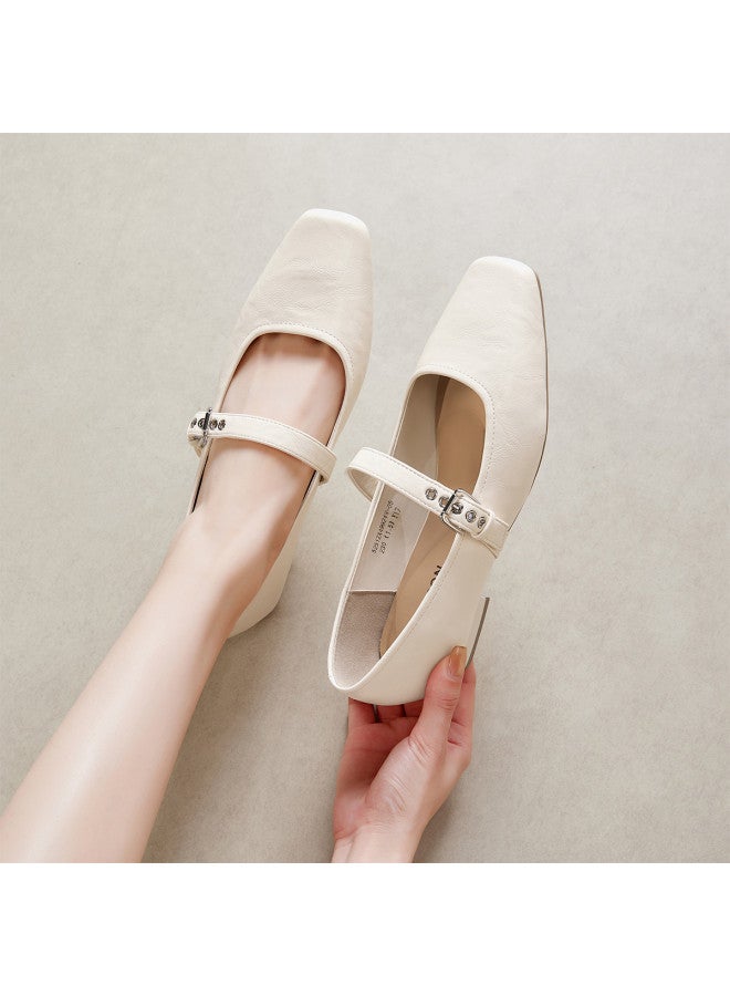 YEARCON Spring And Autumn New Daily Buckle Business Commuter Women's Shoes Simple Square Toe Chunky Heel Mary Janes - Image 2