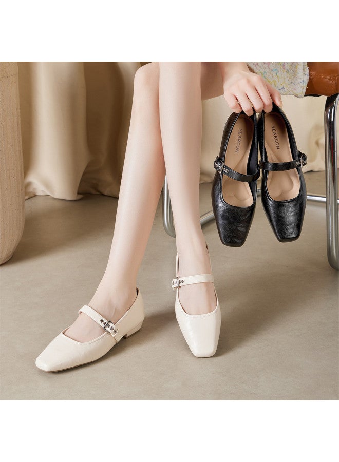 YEARCON Spring And Autumn New Daily Buckle Business Commuter Women's Shoes Simple Square Toe Chunky Heel Mary Janes - Image 4
