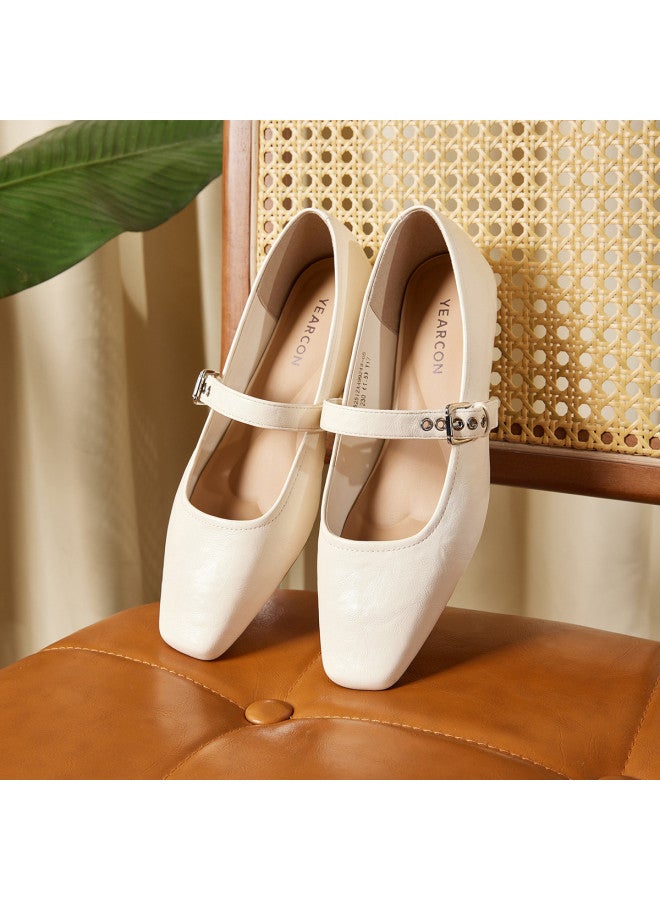 YEARCON Spring And Autumn New Daily Buckle Business Commuter Women's Shoes Simple Square Toe Chunky Heel Mary Janes - Image 5