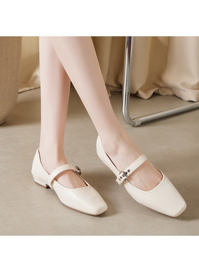 YEARCON Spring And Autumn New Daily Buckle Business Commuter Women's Shoes Simple Square Toe Chunky Heel Mary Janes - Image 3