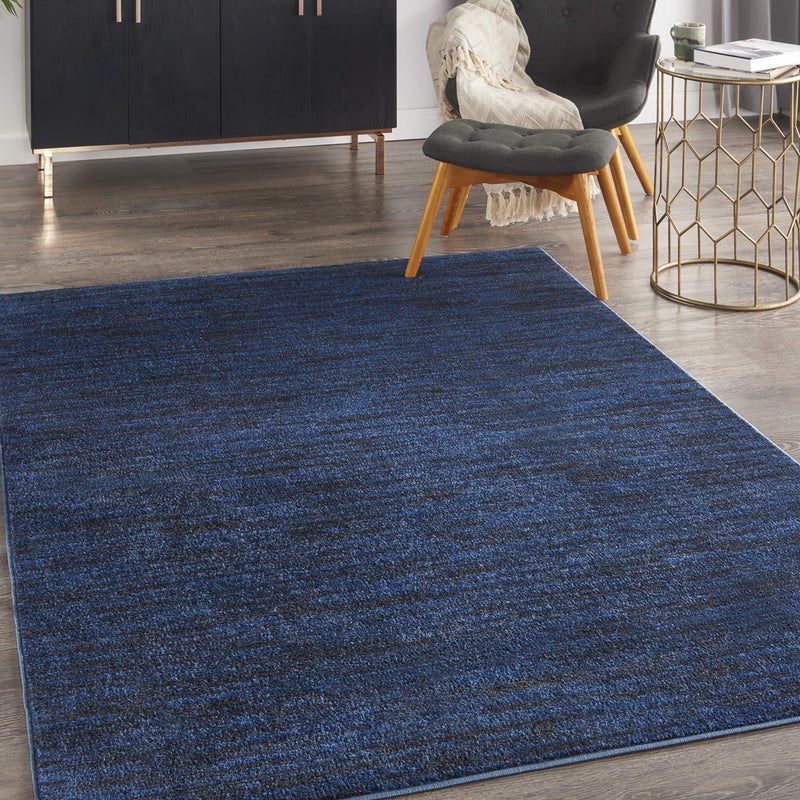 Nourison Essentials Solid Contemporary Midnight Blue 4 X 6 Area Rug  4 X 6