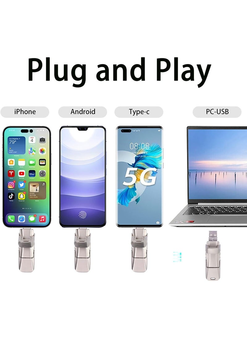 انسجام ذاكرة فلاش USB 4 في 1 من النوع C بسعة 2 تيرابايت، تدعم USB 3.0، متوافقة مع الهواتف الذكية/أجهزة ماك بوك/أجهزة الكمبيوتر/الأجهزة اللوحية، لحفظ الصور/الفيديوهات/المستندات. - Image 2