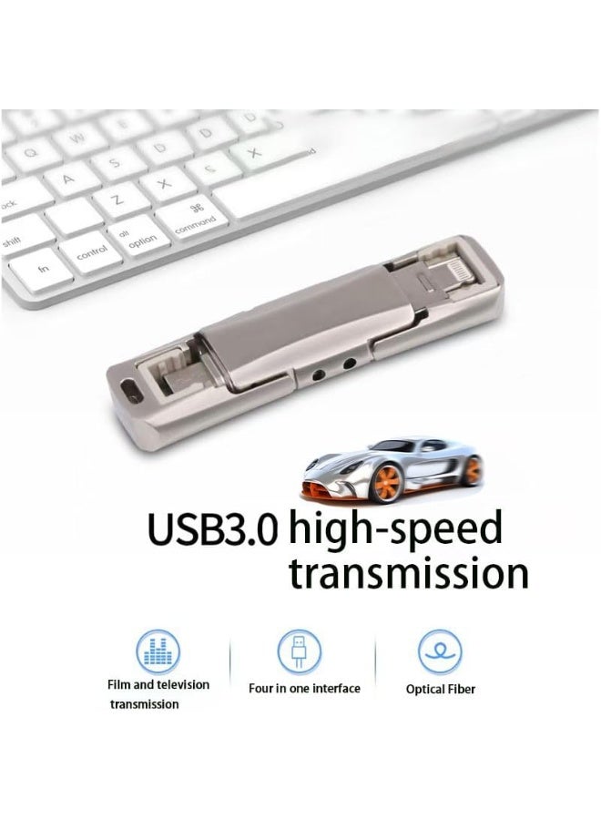 انسجام ذاكرة فلاش USB 4 في 1 من النوع C بسعة 2 تيرابايت، تدعم USB 3.0، متوافقة مع الهواتف الذكية/أجهزة ماك بوك/أجهزة الكمبيوتر/الأجهزة اللوحية، لحفظ الصور/الفيديوهات/المستندات. - Image 4