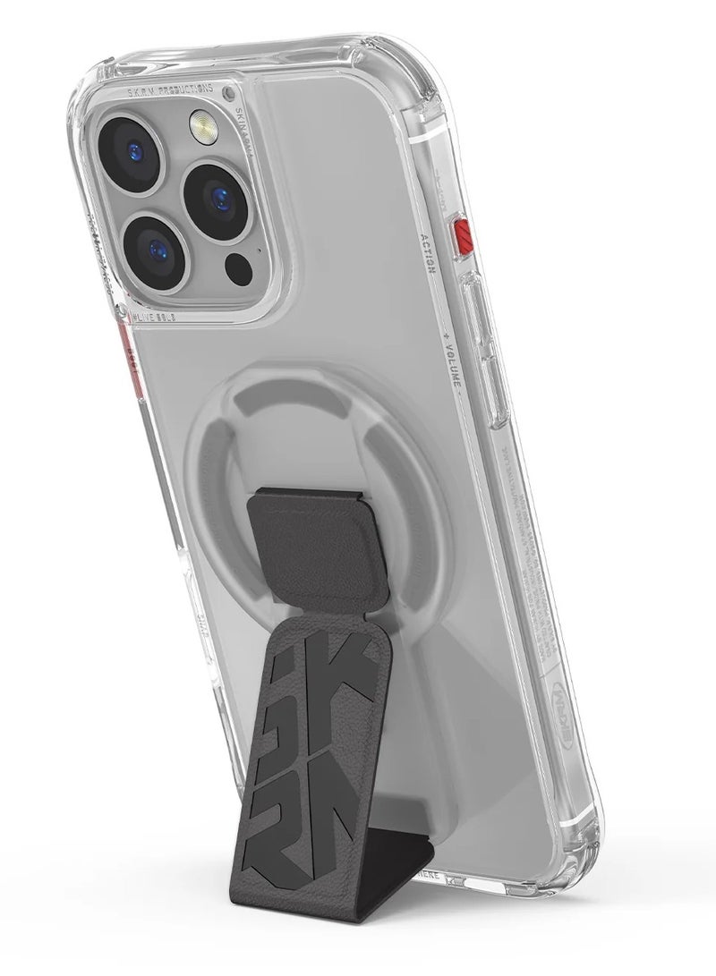 إسكينارما PHAZE ARCH XE Magnetic Grip-Stand – Foldable Magnetic Phone Holder and Secure Grip | Dual-Sided Snap-On for Car Mounts | Hands-Free Portrait and Landscape Stand | Repositionable and Slim Fit grey - Image 2