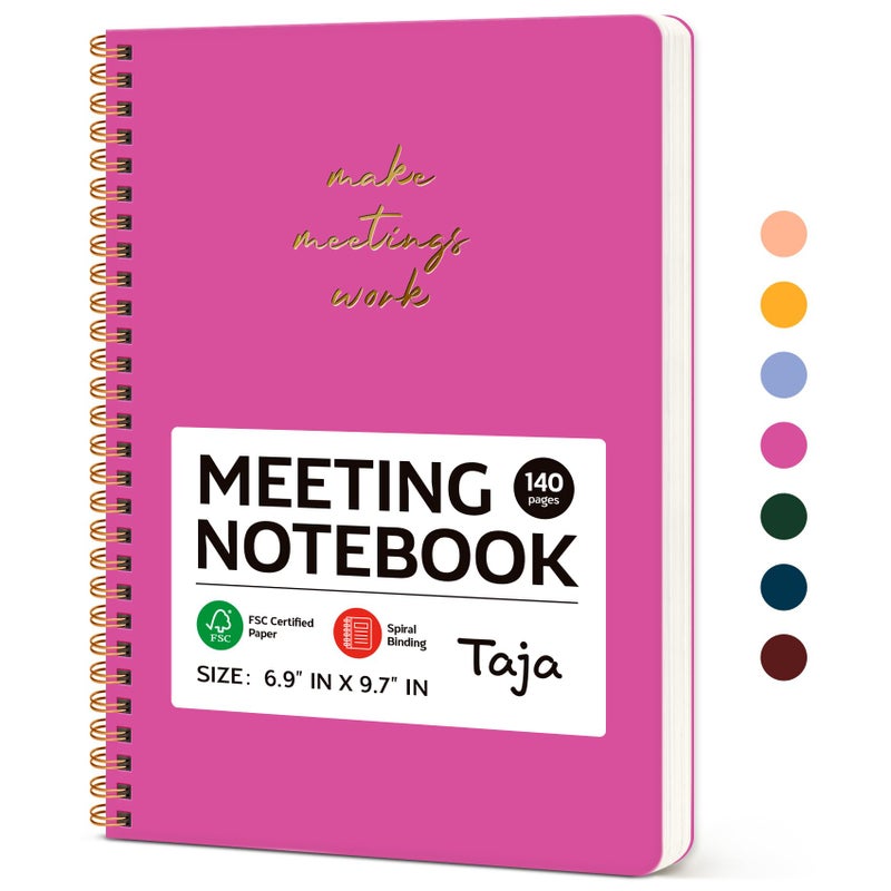 Taja Meeting Notebook for Work Organization - Work notebook with action items, Meeting Minutes Planner Notebook, Perfect Office Supplies for Men & Women - Berry Pink - Image 1