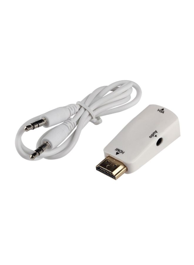 NIBEMINENT HDMI Male To VGA Female Converter Box With Audio Cable 51x22x14millimeter White - Image 1