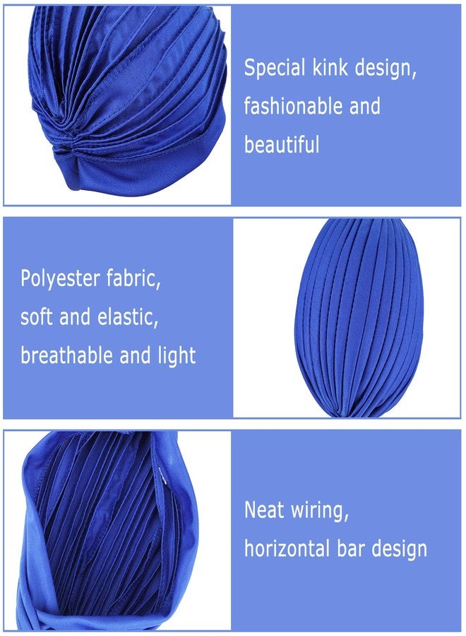 JaGely Turbans for Women Stretch Slouchy Head Beanie Cover Pre-Tied Knot Twisted Pleated Headwrap, Assorted Colors (Khaki, Black, White, Dark Blue, Light Gray, Navy) - Image 5