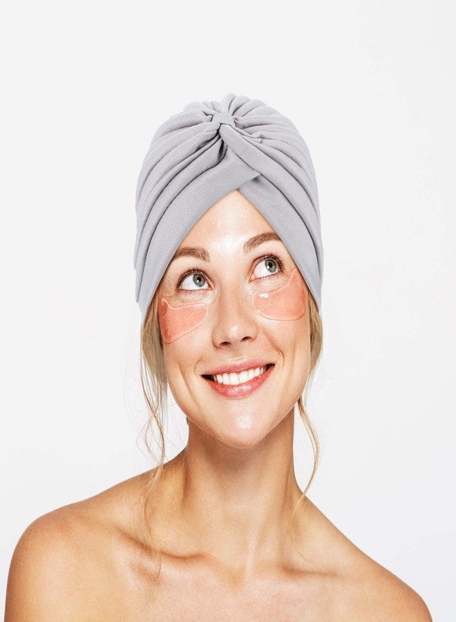 JaGely Turbans for Women Stretch Slouchy Head Beanie Cover Pre-Tied Knot Twisted Pleated Headwrap, Assorted Colors (Khaki, Black, White, Dark Blue, Light Gray, Navy) - Image 4