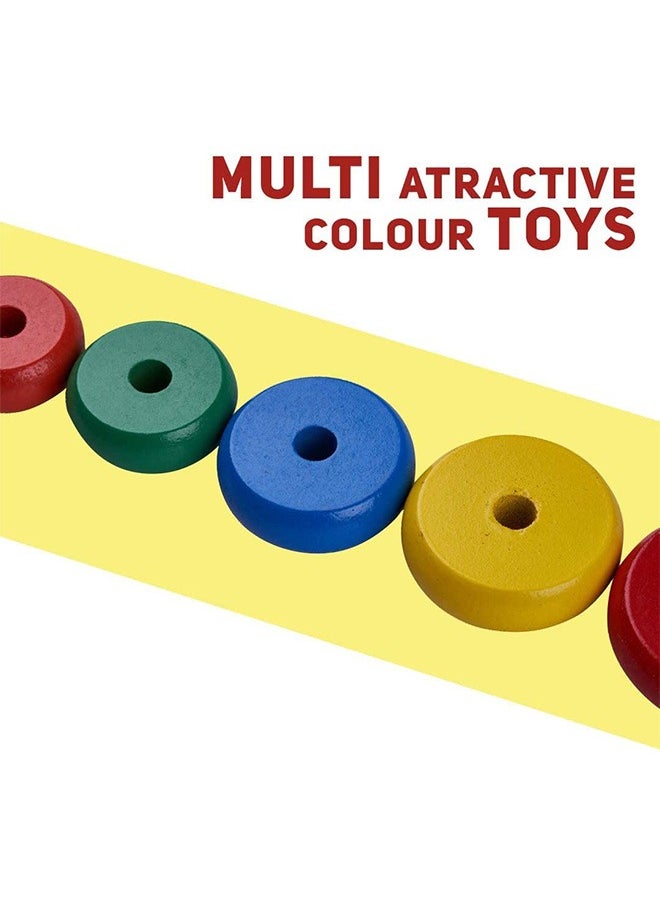 BAYBEE - Wooden Rainbow Ring Stacking Storing Puzzle Toys For Kids Toddlers Ring Toys For Kids For Preschool Learning Educational Baby Kids Toys Sorting Stacking Toys For Kids Toddlers Above 2 Years - Image 1