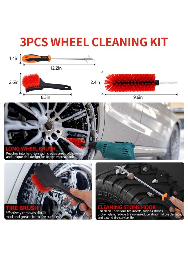 عام سيارة تنظيف فرشاة مجموعة 24 قطعة مجموعة ، فرشاة الحفر الكهربائية ، منفذ الهواء فرشاة ، حجر خندق تنظيف فرشاة ، الإسفنج - Image 4