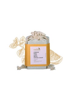 MELLOW Lemon Peel & Mint Body Scurb Soap 100 Gm For Pimple Prone Skin Deep Skin Cleansingreducing Spots & Acne Guard  - Image 1